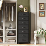WLIVE Black Tall Dresser for Bedroom, 7 Drawer Dressers & Chests of Drawers, Fabric Dresser for Closet, Living Room, Night Stand with Metal Frame, Storage Tower with Fabric Bins, Wood Top WLIVE