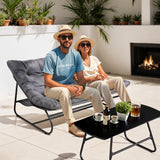 NOBLEMOOD 2 Pieces Patio Loveseat Set with Coffee Table, Outdoor Indoor Cushioned Love Seat, Metal Frame Oversized 2 Seater Chair for Porch, Garden, Living Room, Balcony NOBLEMOOD