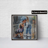 VAIIEYO 5D DIY Diamond Art Kits for Adults Dog, Diamond Art Girl Kiss, Diamond Painting Kits Full Drill Round Rhinestone Craft Canvas for Home Wall Decor Gift 14x14 inch VAIIEYO