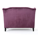 Christopher Knight Home GDFStudio Leona Modern Glam Tufted Velvet Wingback Loveseat, Raisin and Dark Brown GDFStudio