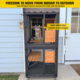 Aivituvin Outdoor Catio Cat Enclosures on Wheels Cat House 70.9" Large Kitty House with Upgraded Resting Box,Waterproof Roof Cover,Brown Aivituvin