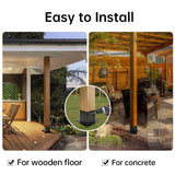 Grehitk 4×4 Post Base 4 Pcs,Deck Post Brackets,Inner Size 3.5"x3.5" Thick Steel Fence Post Anchor Base,Black Powder Coated Heavy Fence Post,for Supports Porch Railing Post Holders Pergola Brackets Grehitk