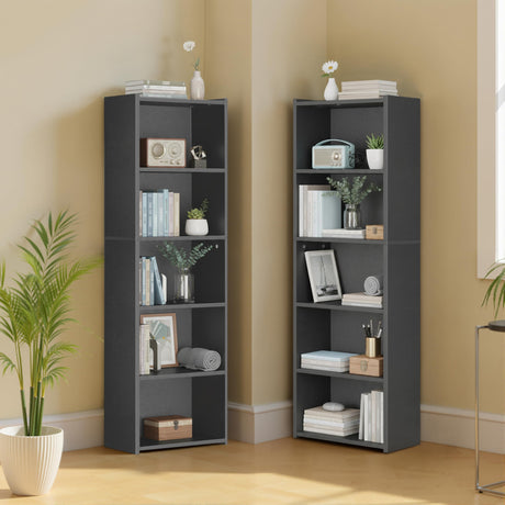 ZENY 5-Tier Shelf Bookcase, Freestanding Wood Storage Display Open Bookshelf for Home Office (Black) ZENY