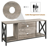 Yaheetech TV Stand for 65 inch TV Console Table with Storage Shelves Cabinet, 55" Wood Entertainment Center for Living Room, Industrial Modern Style TV Cabinet for Flat Screens, Gray Yaheetech