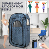Portable Steam Sauna, Steam Saunas for Home, Personal Sauna for Home, Pop up Sauna Box Tent with 3 L Steamer, 9 Levels, UV Atomization,90 MinTimer, Remote Control, Folding Chair-Blue Sunakie