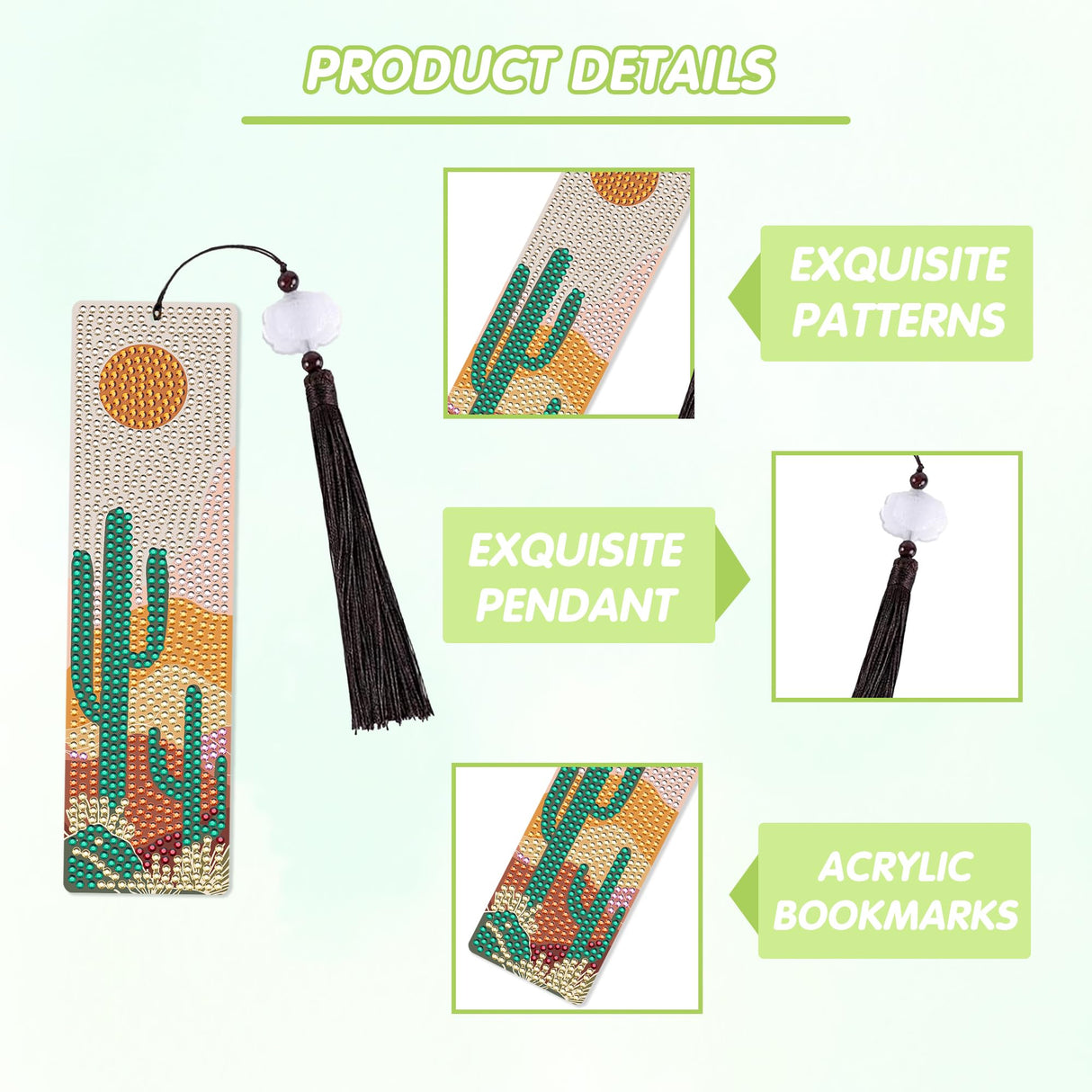 Boho Diamond Painting Bookmark Kit: 6PCS Aesthetic Diamond Art Bookmarks with Tassels, Bohemian Diamond Art Book Marks, DIY Craft Gift for Book Lovers, Reading Accessories for Adults & Kids CRASHOT