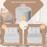 Homall Folding Sofa Bed, Convertible Sleeper Sofa Couch with Headrest & Lumbar Pillow, Chenille Fabric Chair Bed, Single Futon Mattress for Living Room, Apartment, Office (White) Homall