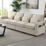 Harper & Bright Designs 104" 4-Seater Modern Linen Fabric Sofa with Armrest Pockets and 4 Pillows,Minimalist Style Couch for Living Room, Apartment, Office,3 Colors Harper & Bright Designs