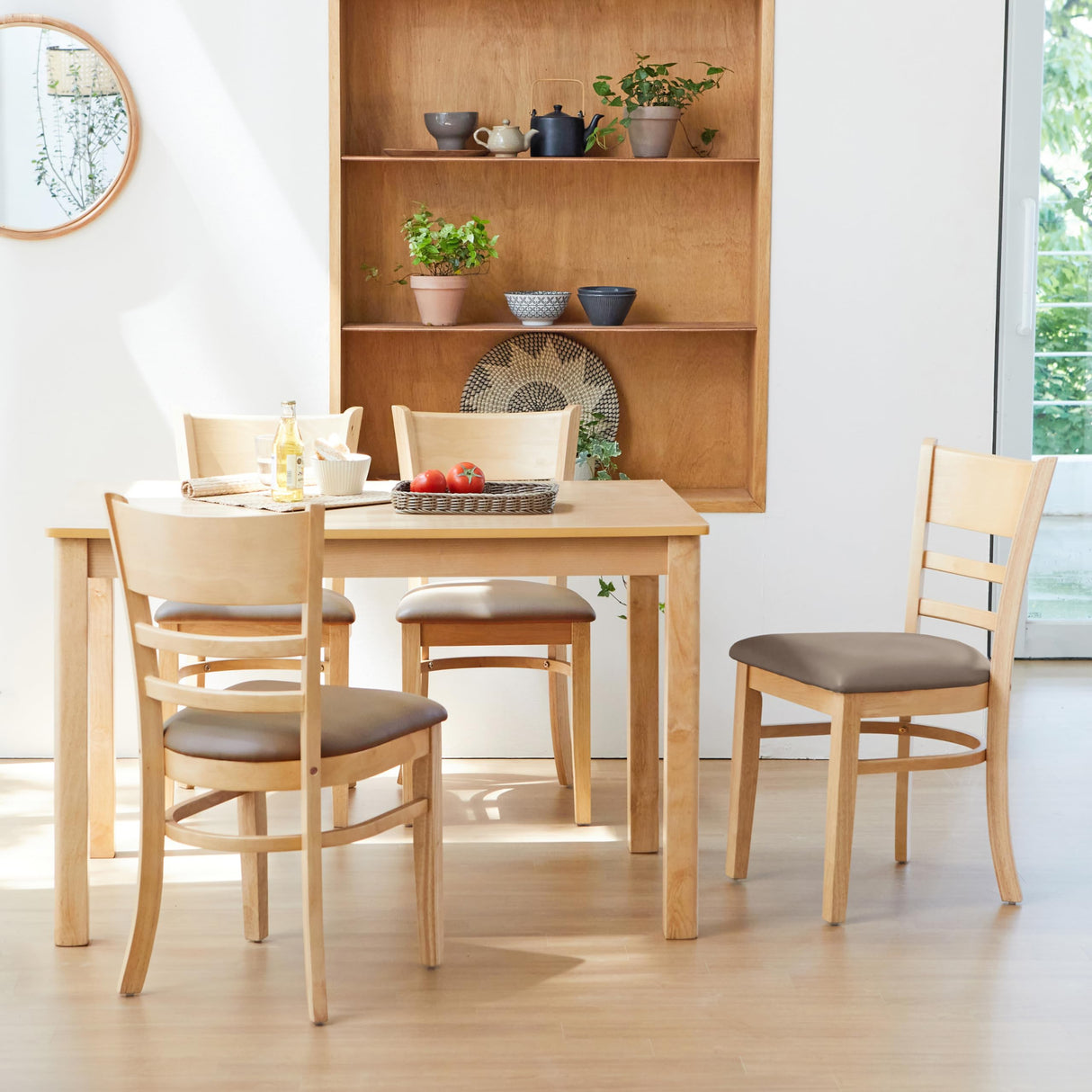 Livinia Cabin 45.3" Wooden Dining Table/Small Rectangular Modern Farmhouse Solid Wood Kitchen Table Desk (Natural) Livinia