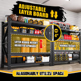 LBVSKK 7000LBS Heavy Duty Garage Shelving Units,70''W Garage Storage Shelves,Large Metal Shelf,4 Tier Adjustable Storage Rack | Industrial Shelving for Warehouse,Basement,Workshop,Shed,Black LBVSKK