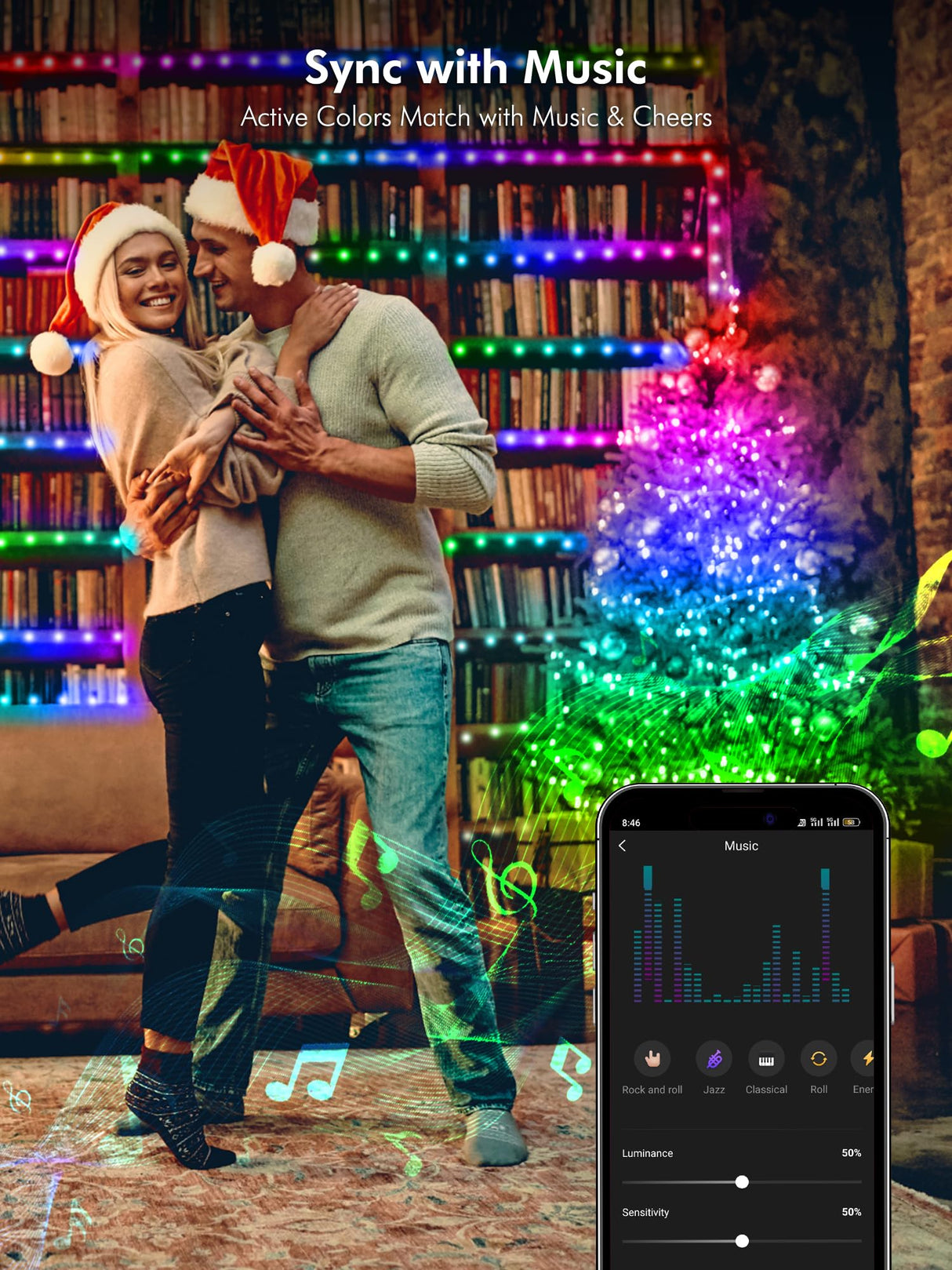 BrizLabs Smart Fairy String Lights, 66ft 200 LED WiFi Christmas Color Changing Fairy Lights App Control, Dimmable Christmas Lights, Christmas Multicolor Tree Party Lights Work with Alexa & Google BrizLabs