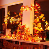 Fall Decorations for Home 9FT Plug in Thanksgiving Lights Lighted Fall Garland 50 Bulbs Maple Leaves Lights, Connectable Fall Light for Indoor Outdoor Halloween, Thanksgiving, Holidays Decorations Dirnun