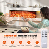ORALNER 36-Inch Wall Mount Electric Fireplace with 50-Inch Floating Mantel, Remote, 3 Sided Electric Fireplace, 12 Adjustable Color Effect, 1500W Heater, White (50-INCH) ORALNER