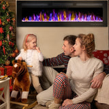 BETELNUT 68" Electric Fireplace Wall Mounted and Recessed with Remote Control, 750/1500W Ultra-Thin Wall Fireplace Heater W/Timer Adjustable Flame Color and Brightness, Log Set & Crystal Options BETELNUT