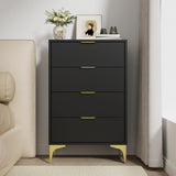LOUVIXA Dresser for Bedroom with 4 Drawers, Wood Chest of Drawers, Dresser Storage Cabinet, 4 Drawer Dressers for Bedroom, Living Room, Entryway, Cloakroom (Black) LOUVIXA