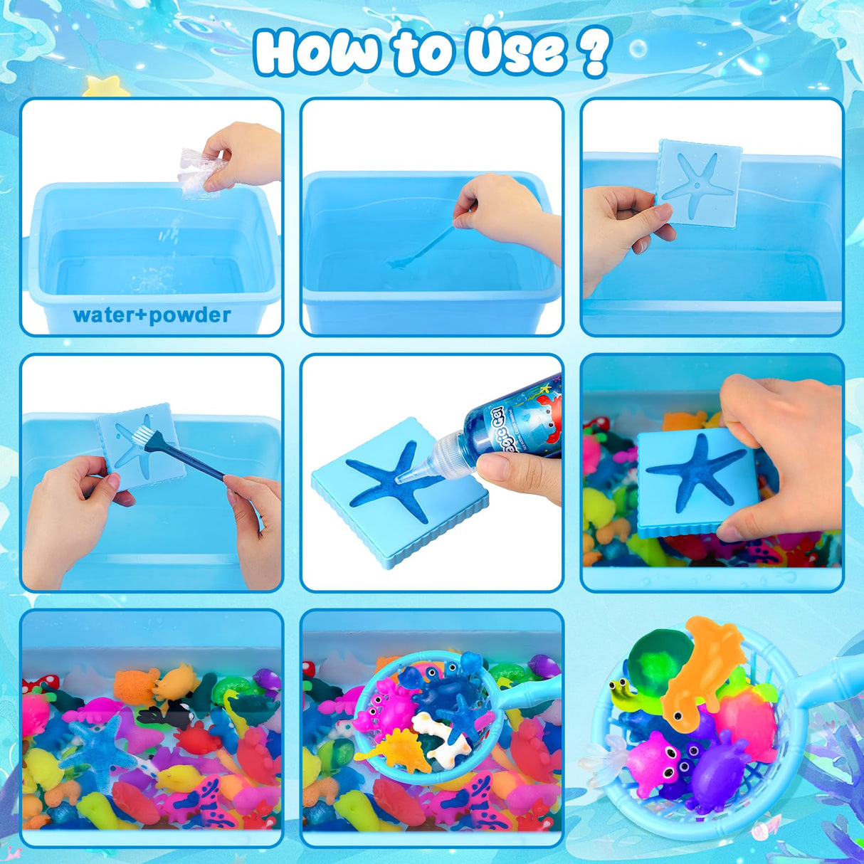 Magic Gel Water Toy Elf: 20 Aqua Squishy Maker DIY Gels with 20 Fairy Animal Mold Kits - 3D Handmade Magical Jelly Pet Craft Set for Kids CL FUN