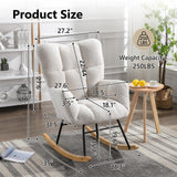NIOIIKIT Nursery Rocking Chair Teddy Upholstered Glider Rocker Rocking Accent Chair Padded Seat with High Backrest Armchair Comfy Side Chair for Living Room Bedroom Offices (Ivory Teddy) NIOIIKIT