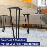 SMARTSTANDARD Hairpin Table Legs 14 Inch, 1/2'' in Diameter 3 Rods, Metal Home DIY Projects for Nightstand, Coffee Table, Dresser with Rubber Floor Protectors, Black, 4PCS SMARTSTANDARD