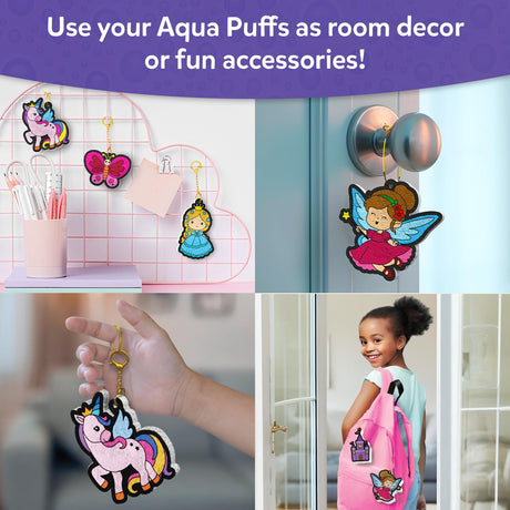 Skillmatics 3D Art Kit - Aqua Puffs Princesses & Unicorns, Mess-Free Paint by Number Craft for Kids, DIY Color & Inflate Activity, Travel & Creative Gift for Girls & Boys Ages 4, 5, 6, 7, 8, 9, 10 Skillmatics