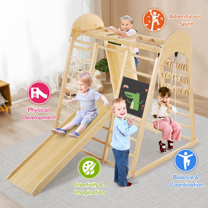 Indoor Jungle Gym, Toddler Climbing Toys Indoor, 8 in 1 Indoor Playground Climbing Toys for Toddlers with Swing Slide Ladder Monkey Bars Playground