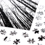 Bgraamiens Puzzle-Forest in Black and White-1000 Pieces Creative Black and White Nature Scenery Hard Puzzle Blue Board Jigsaw Puzzle Bgraamiens
