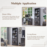 RedLemon 72" Tall Dark Rustic Oak Bookshelf with Storage Cabinet and Adjustable Shelves RedLemon