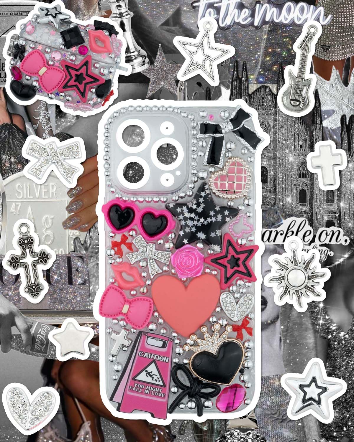 DoDoBeads 1050 Pcs Junk Phone Case Charms Kit, Charms for Customizing Cases, Kawaii Bow, Letter Beads, Nail Accessories, Flatback Pearls, Rhinestones, Cute Aesthetic Decor for Personalization DoDoBeads