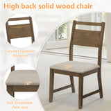 Jocisland Round Solid Wood Dining Table Set for 4, 5-Piece Mid-Century Kitchen & Dining Room Furniture with Padded Chairs, Space-Saving Design, Radial Grain Finish, Easy Assembly Jocisland