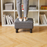 Aibiju Linen Small Ottoman Foot Rest, Foot Stools with Storage Small, Upholstered Rectangle Wood Ottoman with Safety Hinge Flip Top, Bed Stool for Bedroom Dorm Light Gray YD-JD1364 Aibiju