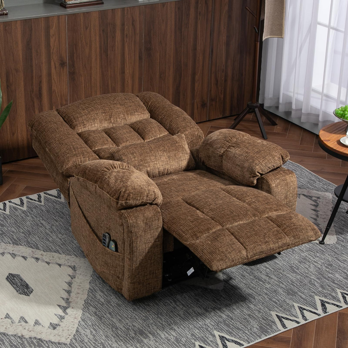 SINCRUMI 4-Motor Power Lift Chairs for Elderly with Heat & Massage, Infinite Position Adjustable Headrest, Lumbar and Footrest, Wide Seat Lay Flat Recliner with Hidden Cup Holders, Brown SINCRUMI