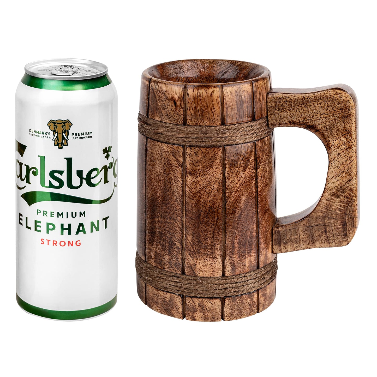 GoCraft Wooden Beer Mug | Handmade Burnt Wood Mugs for Men for Camping Travel Outdoor | Craft Tankard Drinking Stein Tea Coffee Cup with Handle - WoodArtSupply