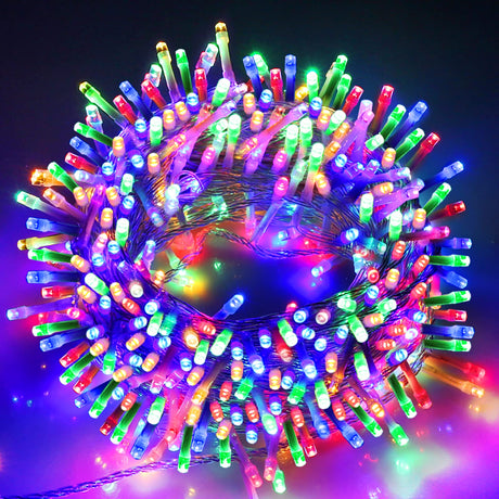 VTECHOLOGY 66Ft 200LED Multicolor Christmas Lights Plug in,Connectable Christmas Tree Lights,8 Modes String Lights Indoor Outdoor for Tree Party Bedroom Garden Decor (Clear Wire) VTECHOLOGY