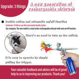 New Upgraded Double Action Portable Cordless Airbrush Kit with Compressor Rechargeable Air Brush Compressor Mini Handheld Airbrush Gun for Airbrush Painting, Model Painting, Nail Art, Makeup Monordeng