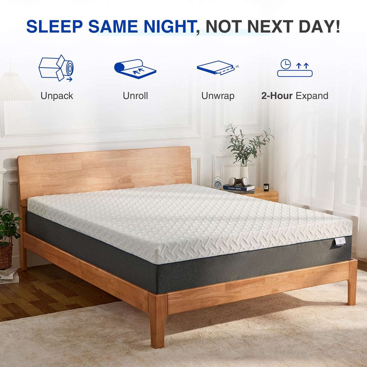 Gelsea 12 Inch Green Tea Memory Foam Mattress, Queen Memory Foam Mattress in a Box, Gel Infused Foam for Pressure Relief and Cool Sleep, CertiPUR-US Certified, Medium Firm Gelsea