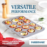 Farberware Nonstick Bakeware 12-Cup Muffin Tin / Nonstick 12-Cup Cupcake Tin - 12 Cup, Gray Farberware