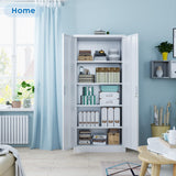 winbingon 71" Locking File Cabinet, Metal Storage Cabinet with 2 Doors and 4 Adjustable Shelves for Office, Home, Garage, Gym, School (White), Requires Installation winbingon