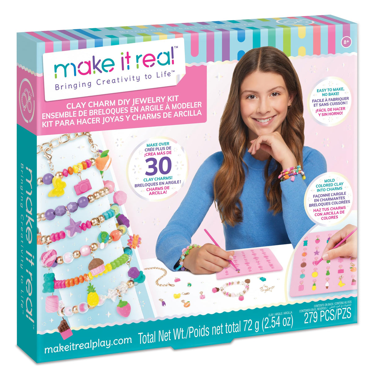 Make It Real:Clay Charm DIY Jewelry Kit - Make 30+ Clay No Bake Charms to Attach to Your Chain, Arts & Crafts, Girls & Kids Ages 8+ Make It Real