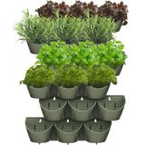Worth Garden Upgraded 6 Sets (18 Pockets) Self Watering Stackable Vertical Planters - Wall Mounted Plastic Plant Grow Pots for Strawberries Flowers Herbs - Indoor Outdoor Green Wall Decoration (Green) Worth