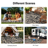 OLANLY Waterproof Outdoor Rug 5x8 ft, Reversible Outdoor Plastic Straw Rug with Leaf Pattern, RV Mat, Indoor Outdoor Carpet for Patio, Camping, Balcony, Deck, Backyard, Black & Beige OLANLY