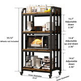 4-Tier Kitchen Bakers Rack with Power Outlet and Rolling Wheels, Microwave Stand with Storage, Adjustable Kitchen Shelves Freestadning, Coffee Bar Station, Bakers Rack for Spices, Pots and Pans, Brown BINGO CHERRY