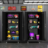 Bonusall 73" H Metal Storage Lockers with Wheels,Rolling Garage Cabinet with Locking Doors and 4 Adjustable Shelves,Metal Locker Organizer Cabinet for Garage,Office,Kitchen,Basement(Black) Bonusall