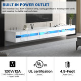 ANTISTA Floating TV Stand | 94.5'' Long Wall Mounted TV Shelf with Power Outlet, Modern Wooden Entertainment Center Media Console with Storage, High Gloss Large TV Cabinet, Up to 100 Inch TVS ANTISTA