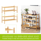 BMOSU 4-Tier Bamboo Shoe Rack Premium Stackable Shoe Shelf Storage Organizer for Hallway Closet Living Room Entryway Organizer (Natural Bamboo) BMOSU