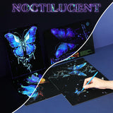 Gersoniel 8 Pack Glow in The Dark Scratch Art for Adult Rainbow Painting Paper Sheet with Pen/Cleaning Brush Noctilucent Engraving Scratchboard for Adults Gift Craft for Gift, Stress Relief Gersoniel