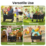Collapsible Wagon with Wheels, 220 lbs Wagons Carts Foldable Wagon Cart with Flexible Handle, Lightweight Portable Folding Utility Grocery Shopping Cart for Grocery Sports Garden Camping Blomoba