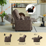 DRMBOOK 63'' RV Loveseat Recliner Sofa, Velvet Fabric Double Camper Couch 2 Seater Recliner with Console, Home Movie Theater Seating Chair, 2 Person Push Back Recliners for Living Room, Brown DRMBOOK