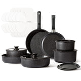 CAROTE 21pcs Pots and Pan Set Non Stick, Nonstick Induction Cookware, Detachable Handle Cookware Set, Dishwasher Safe, Removable Handle, RV Oven Safe Cookware, Midnight Black CAROTE