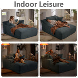 50" Boneless Couch, Oversized Chaise Lounge Sofa, Corduroy Chaise Lounge Chair Indoor with Comfy Pillows for Living Room Bedroom, Foam Filling, No Assembly (Dark Grey) Nahenduo