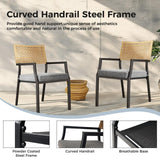 Grand patio Dining Set 5-Piece, Outside Dining Set for 4, 5 Pieces Patio Furniture Sets, Outdoor Furniture with 4 Open Weave Chairs and Square Wood Grain Table Top with Umbrella Hole for Yard Grand patio