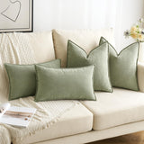 MIULEE Pack of 2 Sage Green Decorative Pillow Covers 20x20 Inch Soft Chenille Luxurious Couch Throw Pillows Farmhouse Cushion Covers with Elegant Design for Sofa Bedroom Living Room Home Decor MIULEE